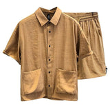AIDASE  -  Ice Silk Cool Casual Sports Suit Men's Summer Large Size Fashionable Thin Short-sleeved Shirt Fashionable Two-piece Set Chic aidase-shop