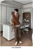 AIDASE  -  Loose Men's Knitted Sweater V-Neck Autumn Winter New Style College Wind Vest Twisted Korean Version Loose Top for Men aidase-shop