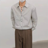 AIDASE  -  New Fashion Men's Clothing Light Luxury Casual Textured Plaid Shirts Business Leisure Contrast Color Long Sleeve Cardigan Tops aidase-shop