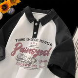 Aidase Summer Men and Women Street Trends Personalized Letter Printed Polo Shirts for Couples Loose Hip-hop Casual T-shirts Tops Y2k aidase-shop