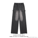 Aidase  Autumn Side Zipper Jean Pants New Fashion  men streetwear Jeans Loose Straight Denim Pant Mens Vintage All-match Trousers