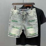 Aidase Male Denim Shorts Oversize Big Size Retro With Text Men's Short Jeans Pants Cut Cowboy Korean Fashion Jorts Sale Vintage aidase-shop