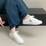 AIDASE  -  Women's Chic Heart White Sneakers Low Top Casual Sport Shoes Lightweight Trendy Footwear aidase-shop