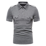 AIDASE  -  Spring and Summer New European Size Men's Polo Neck Short Sleeved T-shirt for Foreign Trade Work Half Sleeved Shirt aidase-shop