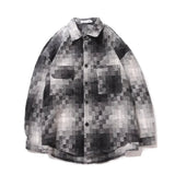 AIDASE  -  Japanese Retro Ethnic Style Brushed Plaid Shirt Men's Spring Loose Casual Long-sleeved Full print Shirts Coat Woolen Harajuku aidase-shop