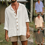 AIDASE  -  Loose Regular Cuff Formal Dress Men'S Shirt Mens Cotton Button Long Sleeve Summer Beach Casual Chablis Shirt Chemises Hommes aidase-shop