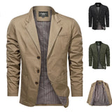 Aidase Spring and Autumn New Men Retro Solid Color Suit Business Wide Loose Three-breasted Suit Multi-pocket Casual Regular Jacket Coat aidase-shop