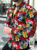 AIDASE  -  Men's Fashionable All-Match Long-Sleeved Shirt Printed Casual Flower Shirt aidase-shop