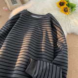 AIDASE  -  Men's Tri-color Striped Sweatshirt American Classic Style Retro Casual Round Neck Top Unisex College Style Trendy Menswear aidase-shop