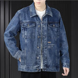 Aidase Men's Denim Jacket Button Autumn Blue Male Jean Coats Outwear Stylish Winter Oversize Trendy Large Size Cowboy 2024 Y2k Xl aidase-shop