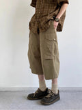 AIDASE  -  Summer New Lazy Sle Pleated Casual Pants Men Women Trend Loose Big ket Wide Leg Workwear Seven Feet Cotton Pants aidase-shop