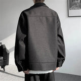 AIDASE  -  Autumn Winter Youthful Vitality Woolen Coats Men Loose Casual Turn Down Collar Outwear Male Fashion Double Breasted Short Jacket aidase-shop