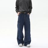 AIDASE  -  Men's Casual Trendy Basic Daily Loose Camouflage Wide Leg Straight Multi Pockets Denim Trousers American New Fashion Jeans Pants aidase-shop