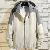 Aidase  Men's Autumn Trend New Color Matching Slim Fit Hooded Long Sleeved Jacket Jacket Spring Casual and Comfortable Versatile Top