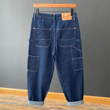 AIDASE  -  Vintage High Street Hip Hop Jeans For Men Spring Autumn Loose Wide Leg Big Pocket Overalls Trendy Neutral Denim Cargo Pants aidase-shop