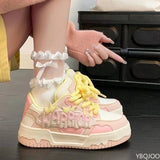 AIDASE  -  New women's leisure comfortable sports shoes fashionable versatile round toe lace up color blocked women flat shoes aidase-shop