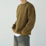 Winter Men's Sweater Round Neck Wool Knit Tops Fashion Korean Style Loose Plush Pullovers Trend Autumn New Clothing aidase-shop
