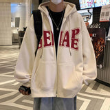 AIDASE  -  American Style Loose Men's Hoodie Jacket Spring Autumn High Street Casual Couple Open Cardigan Top Polyester Fiber Long Sleev... aidase-shop