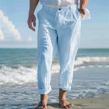 AIDASE  -  Vacation Beach Stylish Casual Pants Mens  Spring Summer Leisure Loose Straight Linen Trousers Men Fashion Solid Color Pants aidase-shop