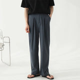 =Aidase Boys Spring Casual Loose Pants Summer High Quality Ice Silk Wide Leg Pants Men Long Plus Size Suit Pants Office Wear Trousers aidase-shop