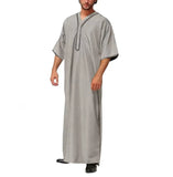 AIDASE  -  Men's Muslim Robes Middle East Arab Ramadan Islamic Button V-neck Clothing Solid Casual  Long Sleeve T-shirt Dress Tunic Tops ﻿ aidase-shop