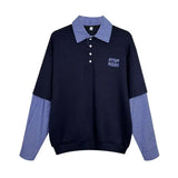 AIDASE  -  Autumn Retro Loose American Fake Two-piece POLO Shirt Long-sleeved T-shirt Men's Versatile Fashion Couple Splicing Shirt Chic aidase-shop
