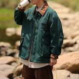AIDASE  -  Lapel Contrasting Color Jackets Spring Autumn Japanese Ins Trendy Cool Casual Versatile Loose Coats Men's Green Workwear Jacket aidase-shop