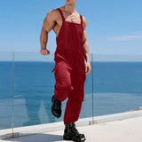 AIDASE  -  Men Jumpsuits Solid Color Sleeveless Straps Rompers Men Pants Streetwear Loose 2025 Fashion Casual Suspenders Overalls aidase-shop