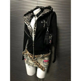 AIDASE  -  Leopard Jacket Women Y2k Patchwork Zip Up Coat Harajuku Slim Hoodie Autumn Winter Female Layered Look Sweatshirt Spring aidase-shop