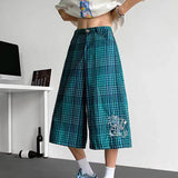 AIDASE  -  American Style Male Shorts Contrast Color Plaid Casual Pants Summer 2025 New Loose Versatile Straight-leg Menswear aidase-shop
