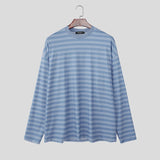 AIDASE  -  Men Striped T Shirt Crew Neck Long Sleeve Loose Korean Style Male Basic Tee Tops Streetwear Fashion Casual Men Clothing aidase-shop