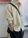 AIDASE  -  Unisex Casual Striped Relaxed-Fit Long Sleeve Shirt in Soft Sage, Classic Blue & Timeless Charcoal aidase-shop