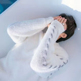 Fleece Sweaters Men Korean Thicken Warm Knitting Autumn Winter Loose Casual Mohair Long Sleeve Pullovers Streetwear aidase-shop