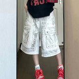 AIDASE  -  Summer New High Street Workwear Denim Shorts 2025 Tie-dyed Pocket Design Korea Fashion Male Trousers