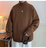 AIDASE  -  Men's High Ne Knitted Sweater Pure Color Loose Fit Winter Warm Trendy Hong Kong Sle Underwear Casual Long Sve Top aidase-shop