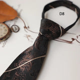 AIDASE  -  New Retro Brown Lazy Zipper Ties For Men Italian Polka Dot Formal Business Neckties 8cm Flower Striped Silk Tie Suit Accessories aidase-shop