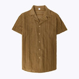 AIDASE  -  Summer New Casual Mens Knitted Shirts Trendy Hollow Out Breathable Knit Cardigan Men Tops Beach Vintage Button Lapel Shirt aidase-shop