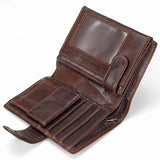 AIDASE  -  Men's Short Genuine Leather Wallet Vintage Coin Purse Top Layer Cowhide Vertical Card Holder Large Capacity aidase-shop