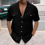 AIDASE  -  Men'S Casual Cardigan Short Sleeve Double Pocket Shirt Fashion Wrinkle-Free Casual Men'S Shirt aidase-shop