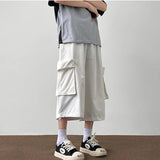 AIDASE  -  Japanese Fashion Multi-pocket Cargo Shorts Men Korean Style Trendy Summer Casual Loose Washed Straight Cropped Pants Aesthetic aidase-shop