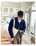 AIDASE  -  Winter Men's Korean Fashion Button-up Cardigan Casual Streetwear Cable Knitted Sweaters Y2K Vintage Turn-Down Collar Knitwear aidase-shop