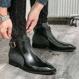 AIDASE  -  Men Fashion Chelsea Boots PU Side Buckle Anti slip Wear Resistant Boots Business Office Dress Boots Gentleman Social Men Boots aidase-shop