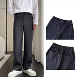 AIDASE  -  Spring Casual Men's Suit Pants Pocket Design Korea Fashion Straight Trousers Loose Solid Color aidase-shop