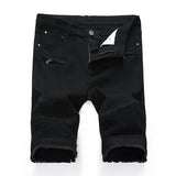 AIDASE  -  New Red Men's Jeans Shorts Pleats and Holes Decorated Shorts Men Blue White Black Blue Red Denim Shorts，Asian Size aidase-shop