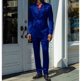 AIDASE  -  Fashionable Men Suits Satin 2 Piece Jacket Pants Sets High Quality Prom Party Blazer Double Breasted Peak Lapel Male Clothing aidase-shop
