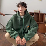 Streetwear Oversized Hoodies Men Green Hooded Sweatshirts Autumn Winter Casual Loose Warm Fleece Hoodies Korean Men Hip Hop Tops aidase-shop