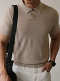AIDASE  -  Summer High Quality Knitwear Mens Polo Shirts Casual Pure Color Short Sleeve Slim Polos Men Fashion Button Polo Neck Knitted Top aidase-shop