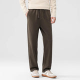 AIDASE  -  Korean Style Winter Fashion Men Loose Fit Simple Basic Casual Daily Solid Color Straight Drawstring Pants Male Trousers Clothes aidase-shop