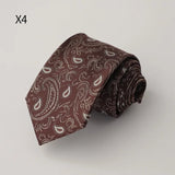 AIDASE  -  New Trendy Men's Silk Ties Jacquard Dot Floral Necktie 8cm Brown Green Neck Tie Daily Wear Shirt Suit Cravat Wedding Groom Gift aidase-shop