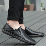 AIDASE  -  Spring Autumn New Breathable Loafers Soft Sole Anti Slip Trendy Deep Blue Men's Flat Shoes Fashion Men's Work Shoes aidase-shop